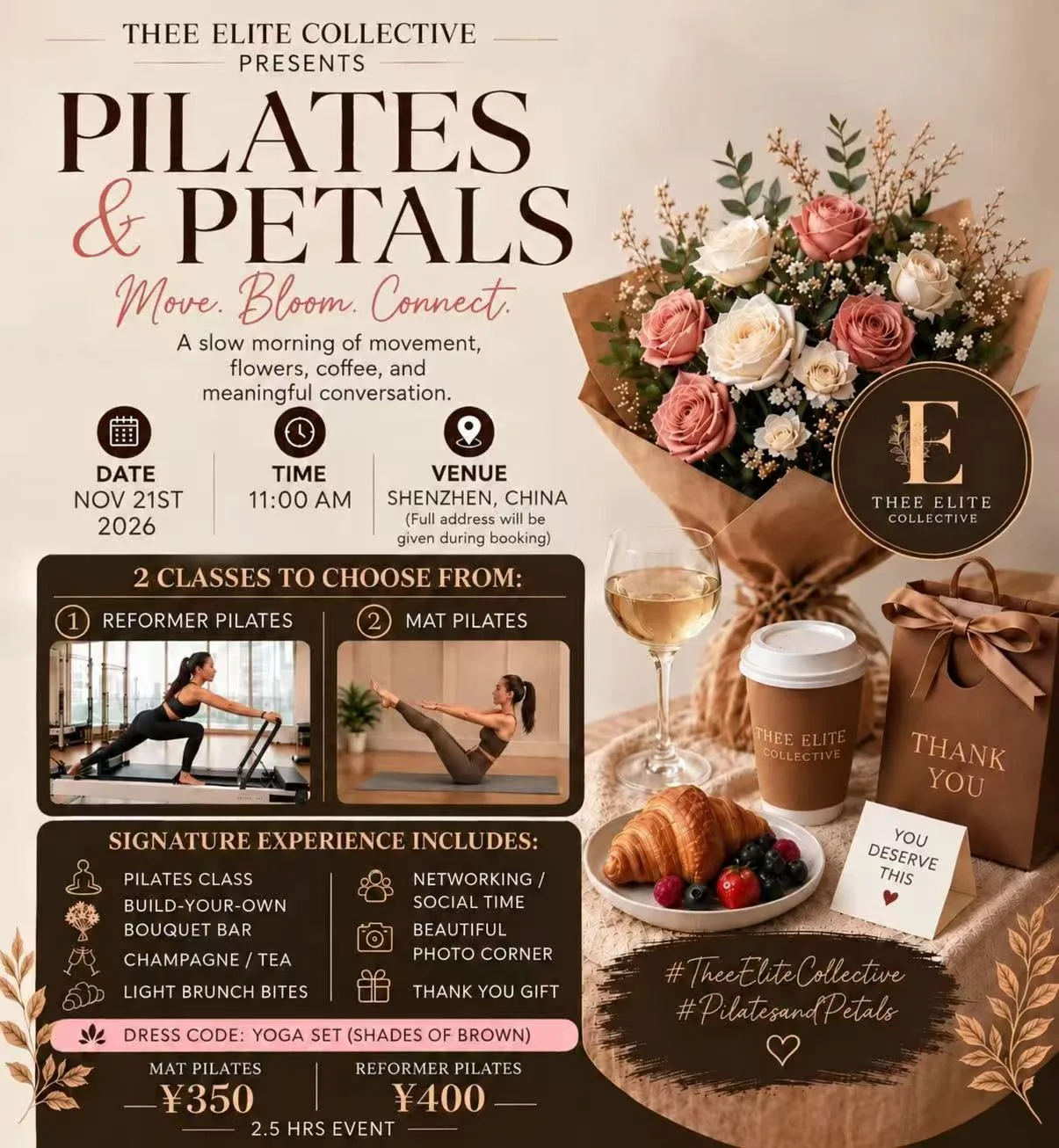 ✨PILATES & PETALS 🌸🤎