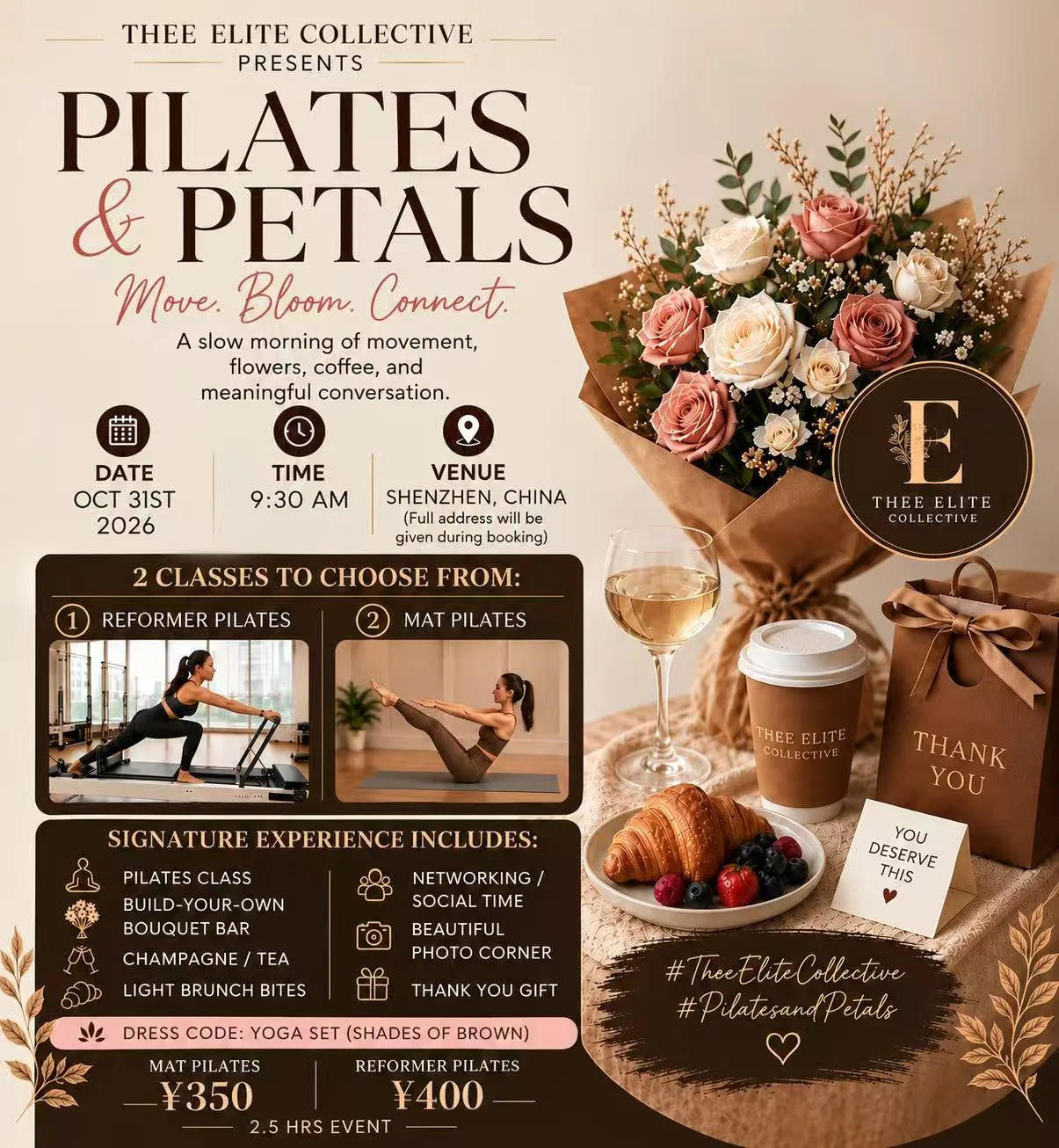 ✨PILATES & PETALS 🌸🤎