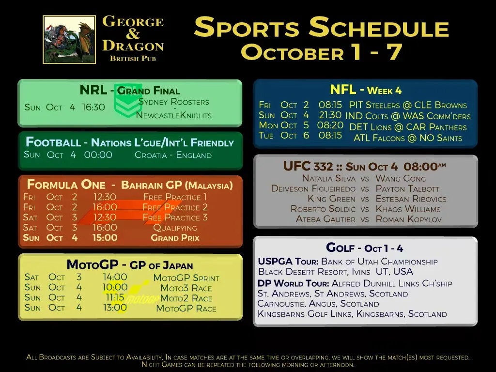 This Week @ George & Dragon: Shenzhen’s Premier Sports Viewing Destination