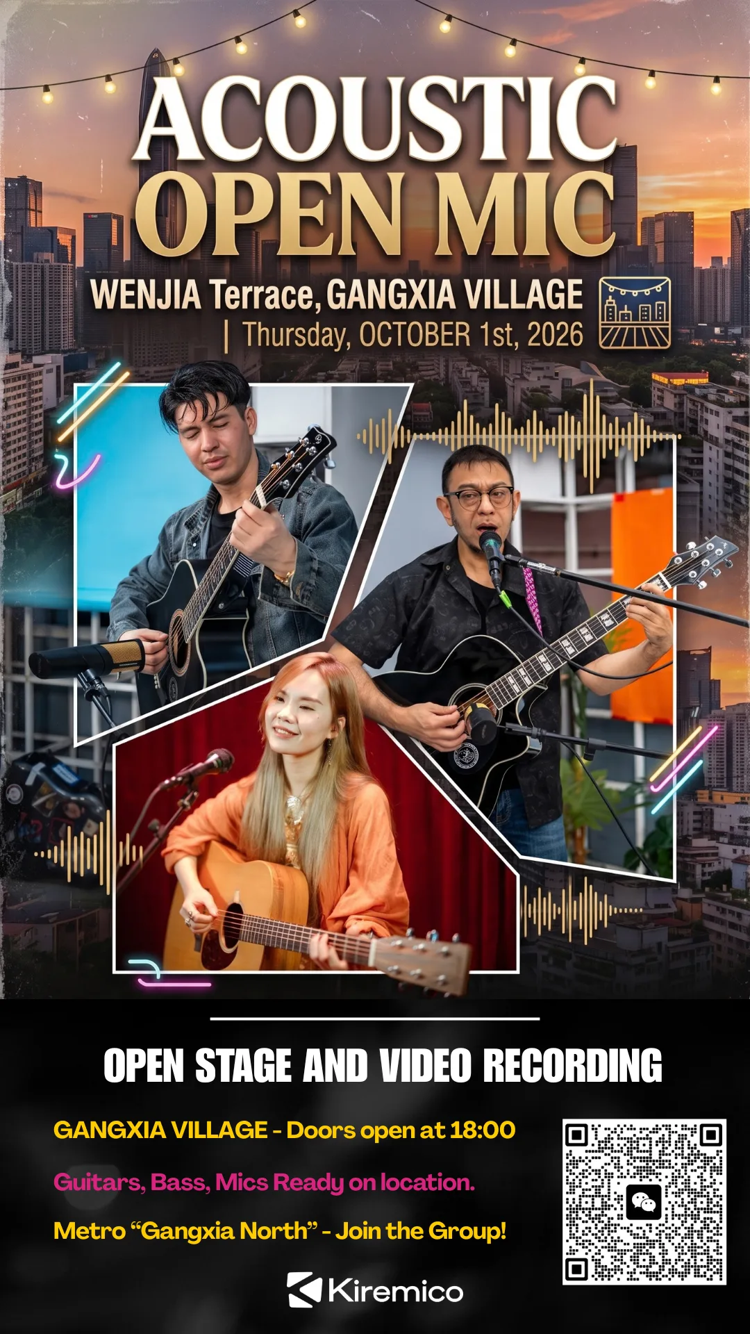 📢 Terrace Acoustic Open Mic @ WENJIA | Thursday, OCT 1st 🎸✨