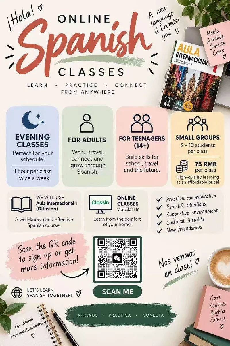 🌙 Evening Spanish Classes! 🇪🇸