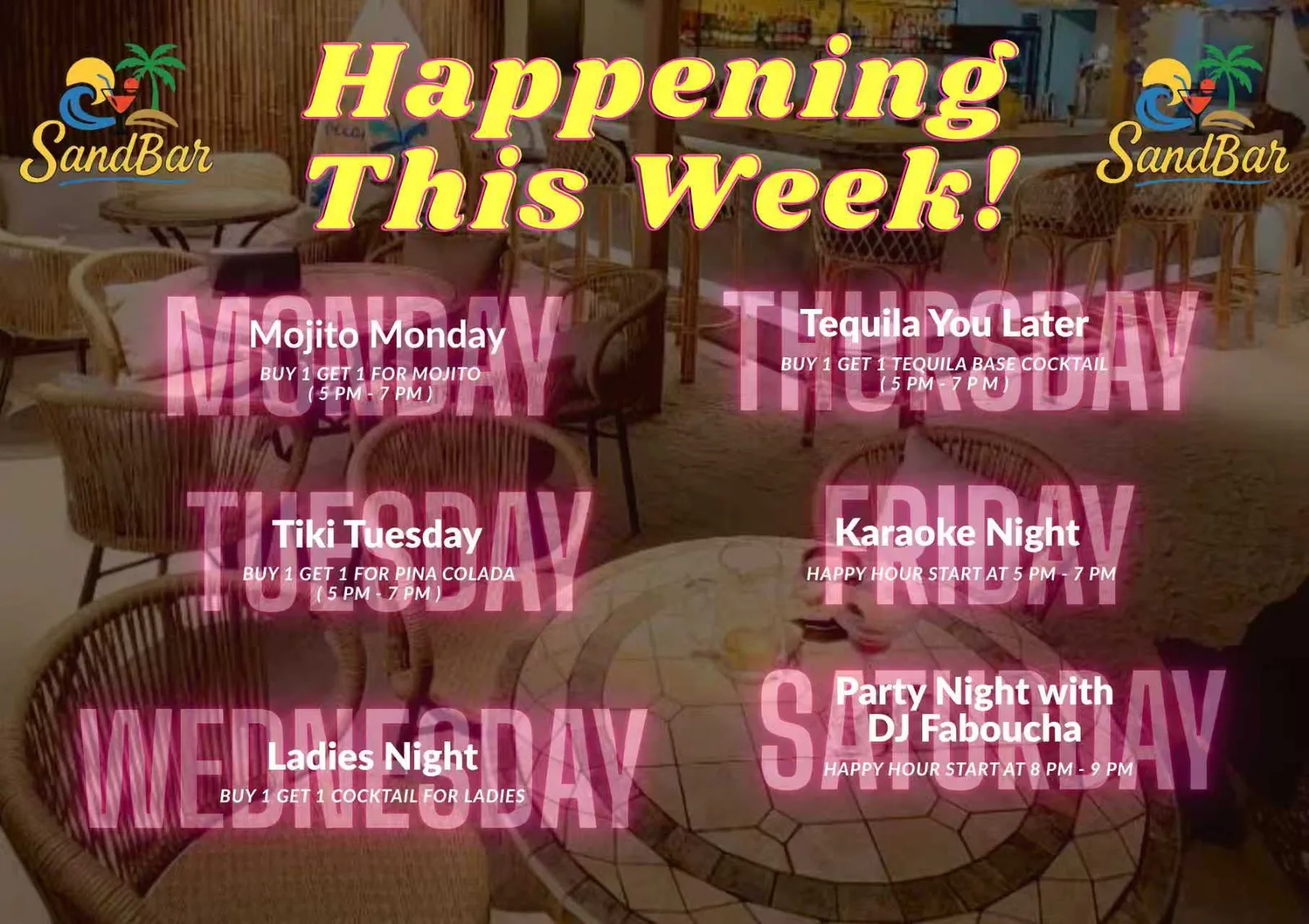 SandBar Weekly Drink Specials