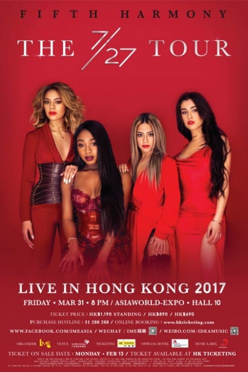 [Ticket Giveaway免费抢票] Fifth Harmony The 7/27 Tour Live in Hong Kong 2017